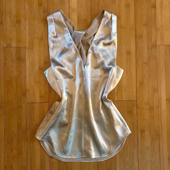 ramy brook gold designer crisscross back top - Picture 1 of 4